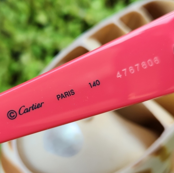 CARTIER White Red Pink Logo France Luxury Oversized CHARLIE Unisex Sunglasses 6" - Picture 10 of 16